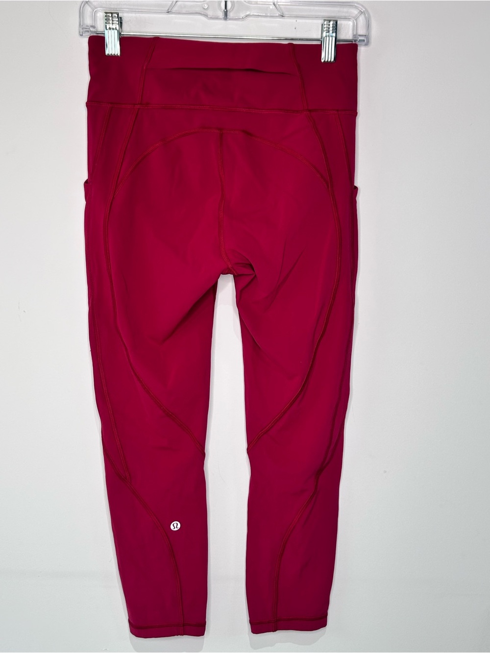 Lululemon Pace Rival Crop Leggings Pink High Rise Side Pocket Size 6